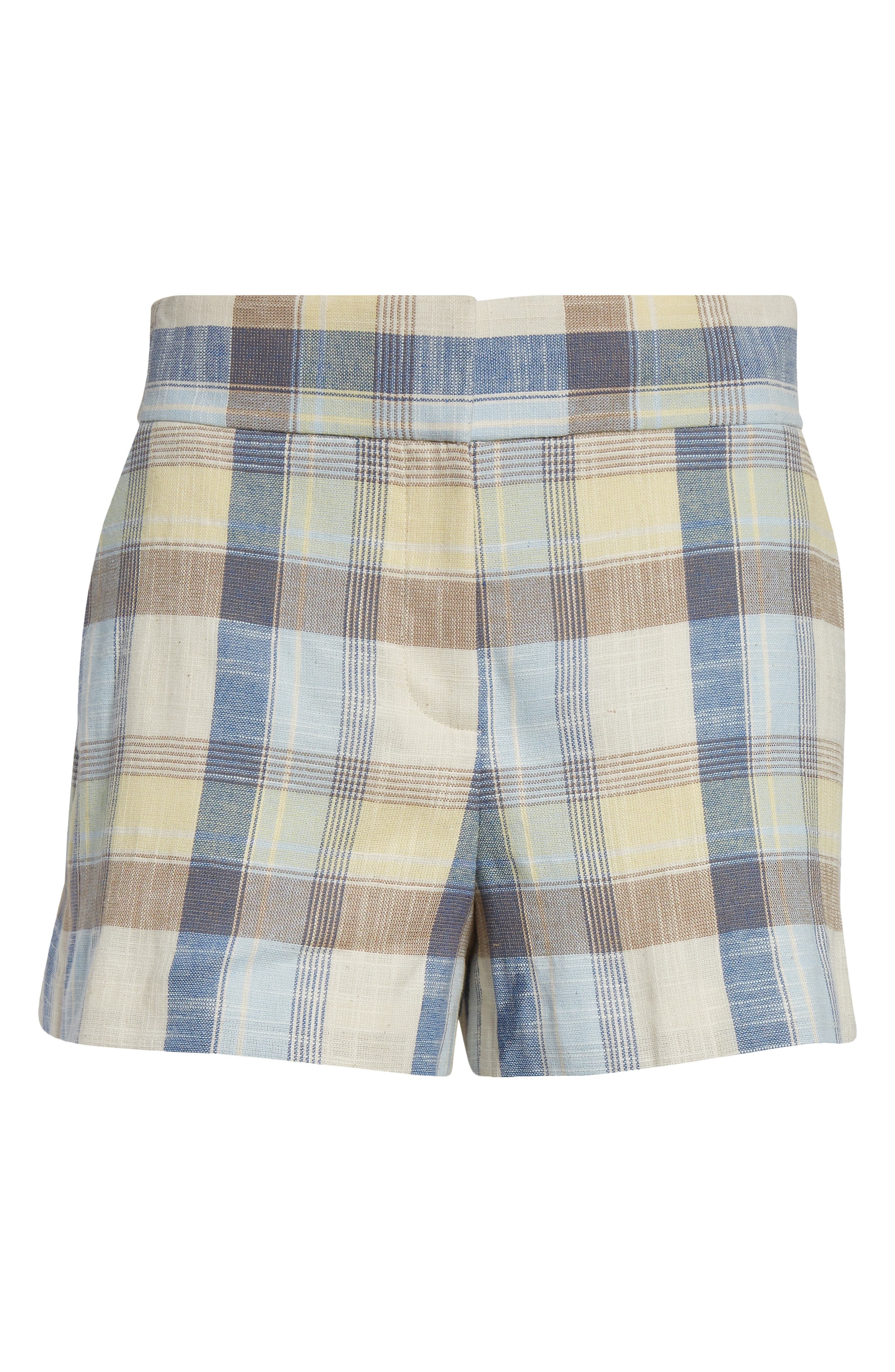 Veronica Beard Allen Plaid Cotton Blend Shorts in Powder Blue Multi at Nordstrom - 5