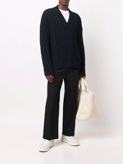 Nanushka cable-knit V-neck jumper outlook