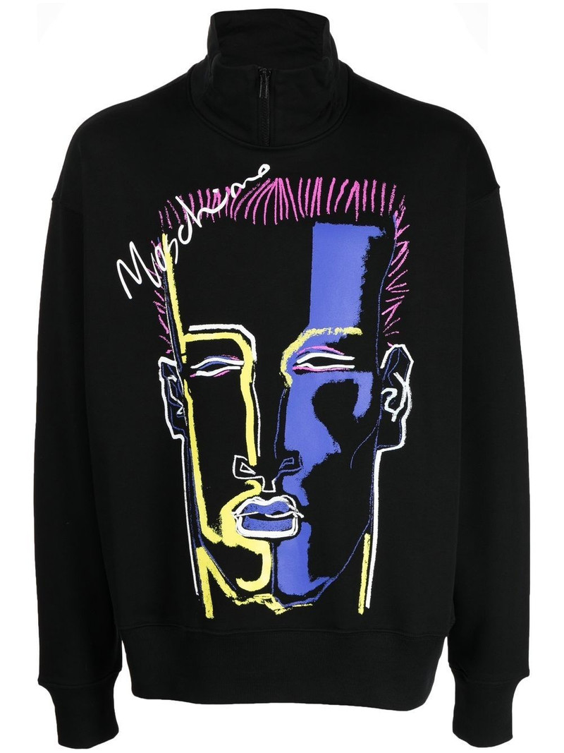 graphic-print half-zip jumper 1