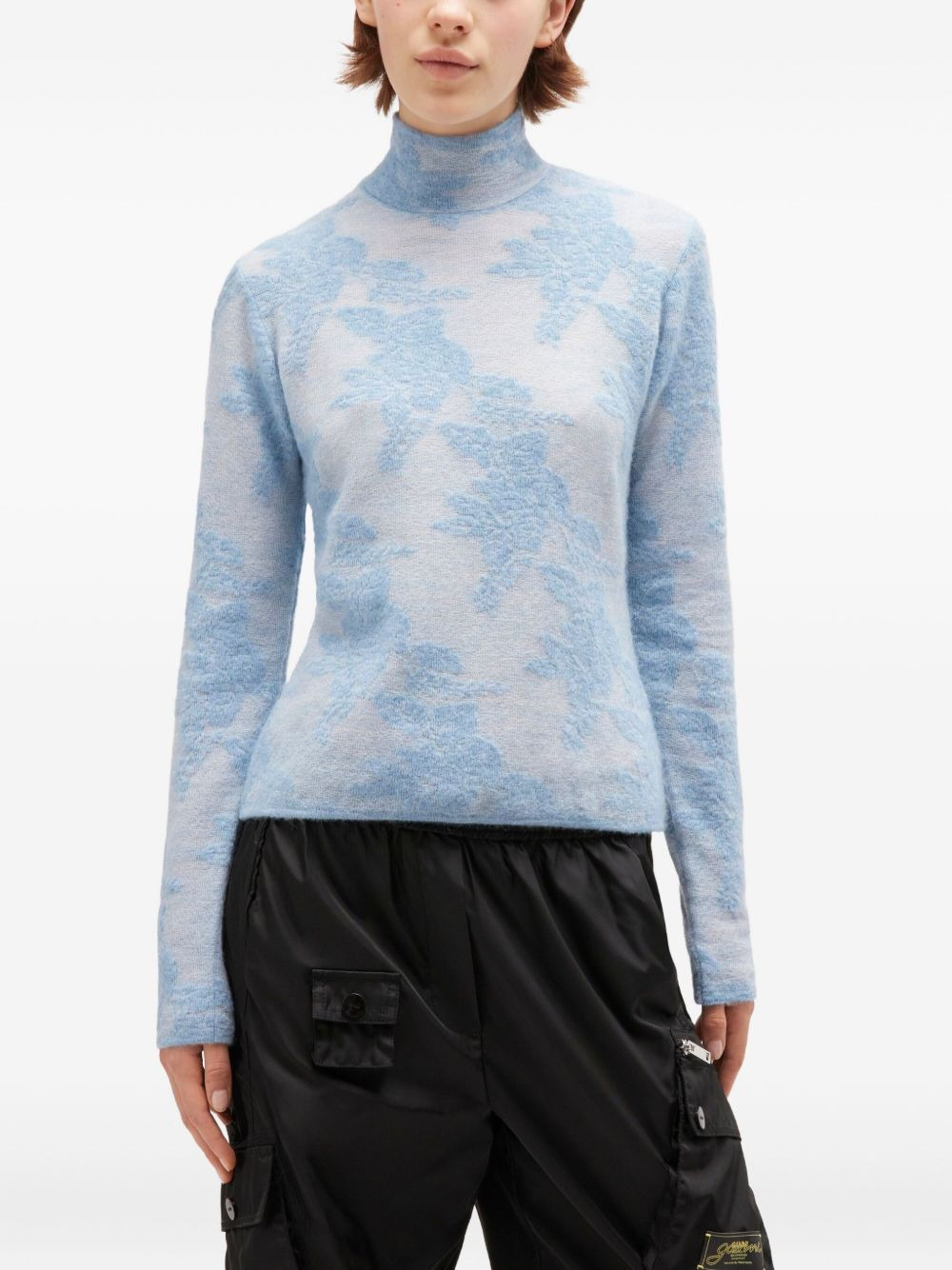 flower-jacquard mockneck sweater - 3