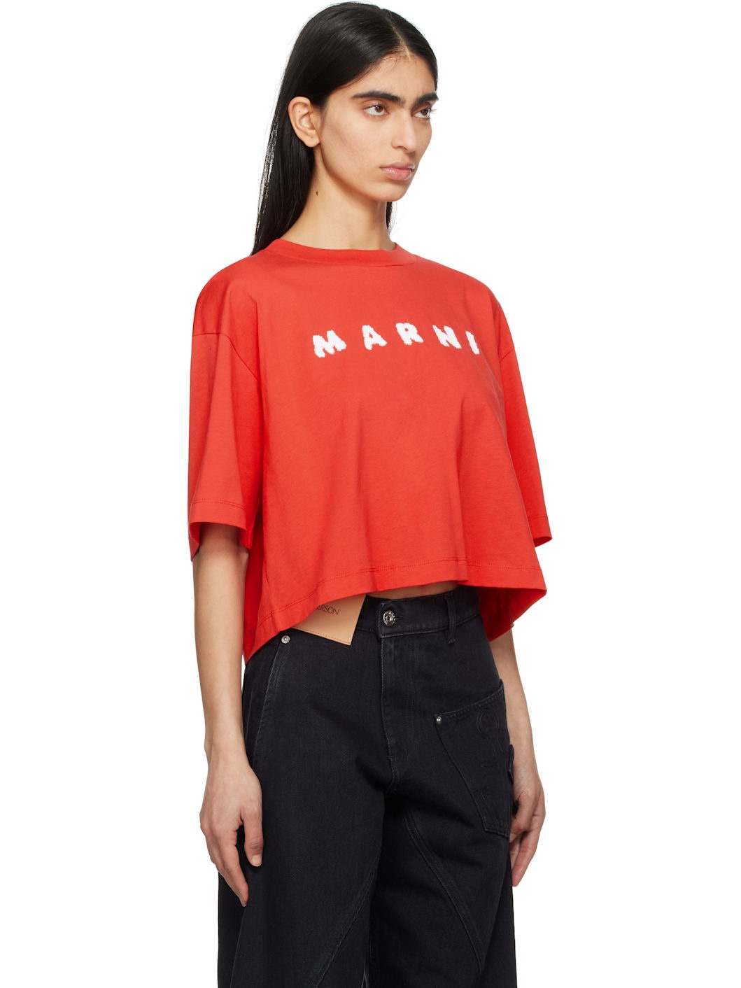 Red Boxy 'Marni' Scribbled Logo T-shirt - 2