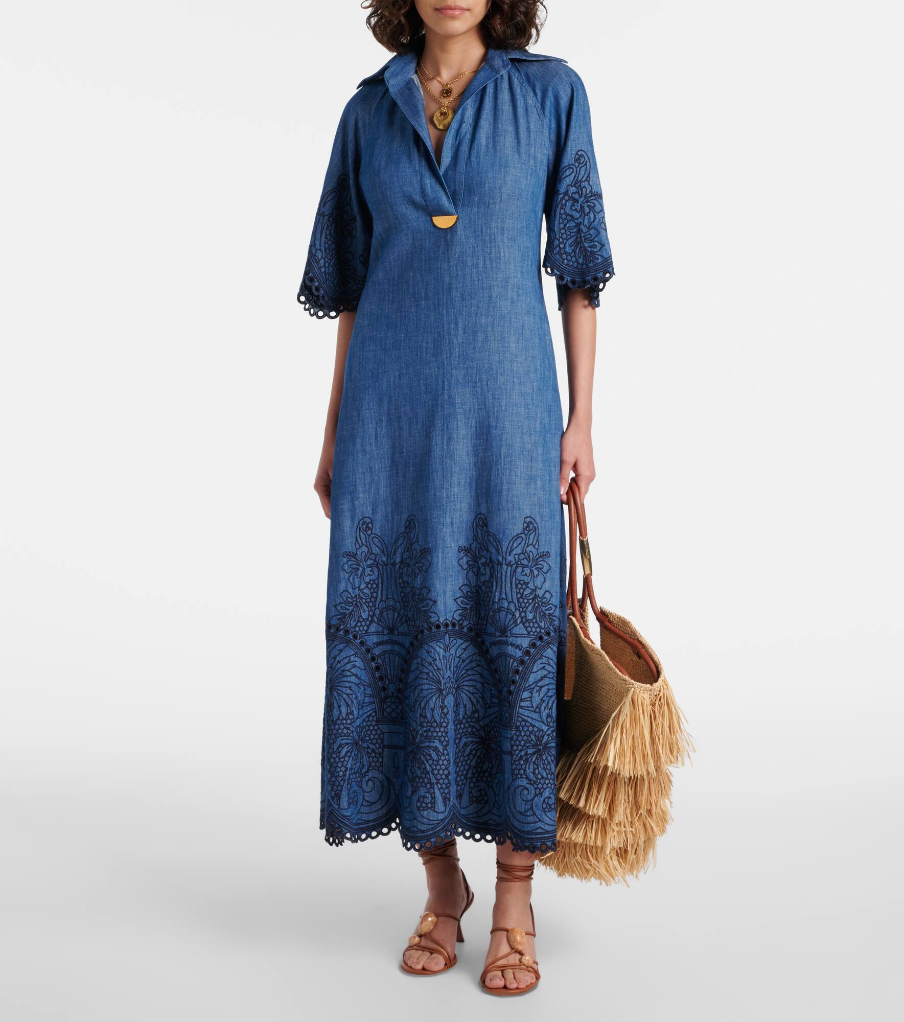 Coco embroidered denim maxi dress - 2