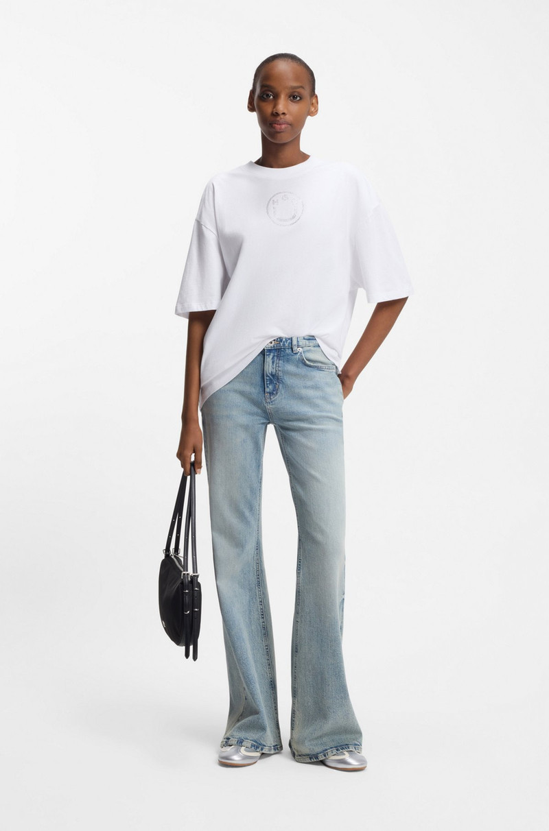 HUGO COTTON-JERSEY T-SHIRT WITH RHINESTONE HAPPY HUGO outlook