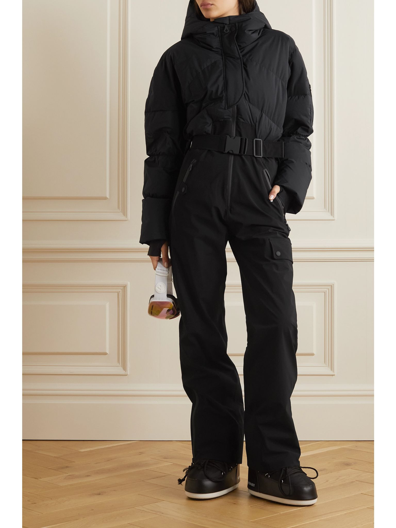 Sommet hooded belted padded ski suit Black - 2