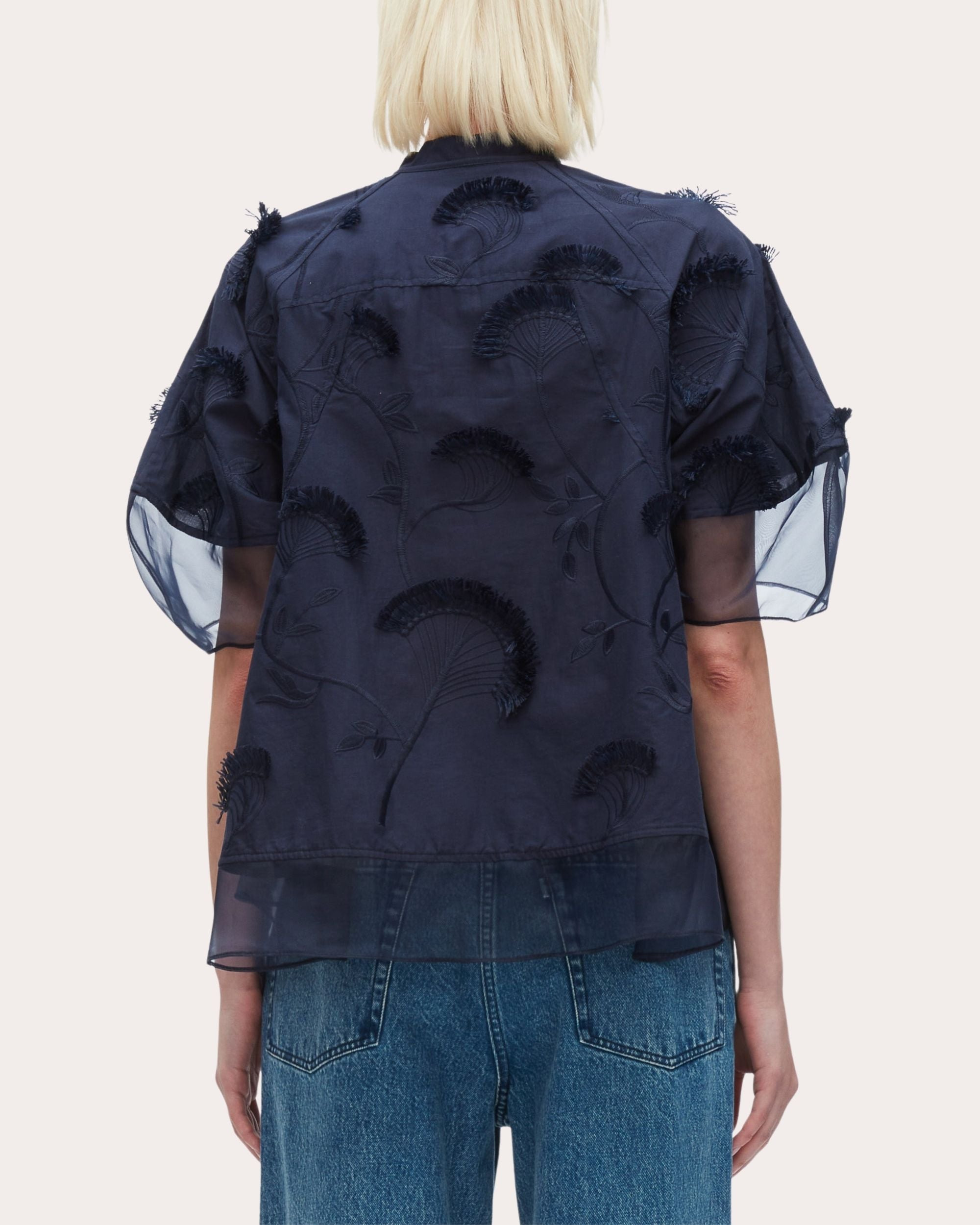 Paneled Embroidered Cotton Organza Top - 2
