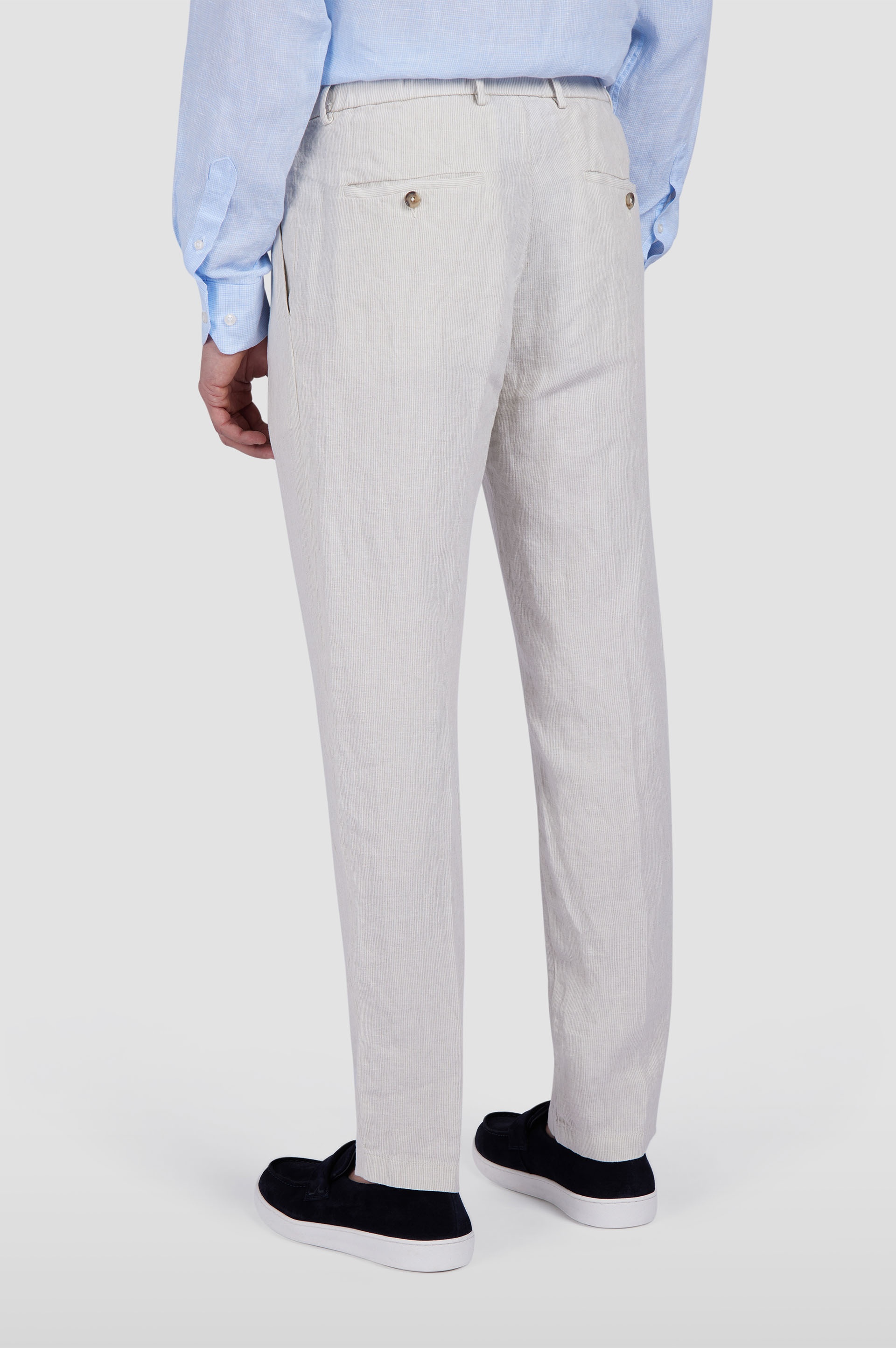 LINEN CHINO PANTS WITH STRIPED PATTERN - 3