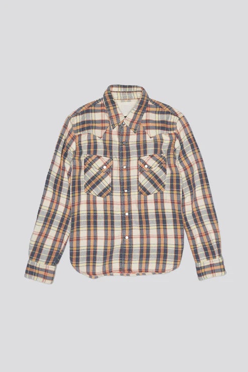 Slim Cowboy Shirt Cream-Grey-Orange - 1