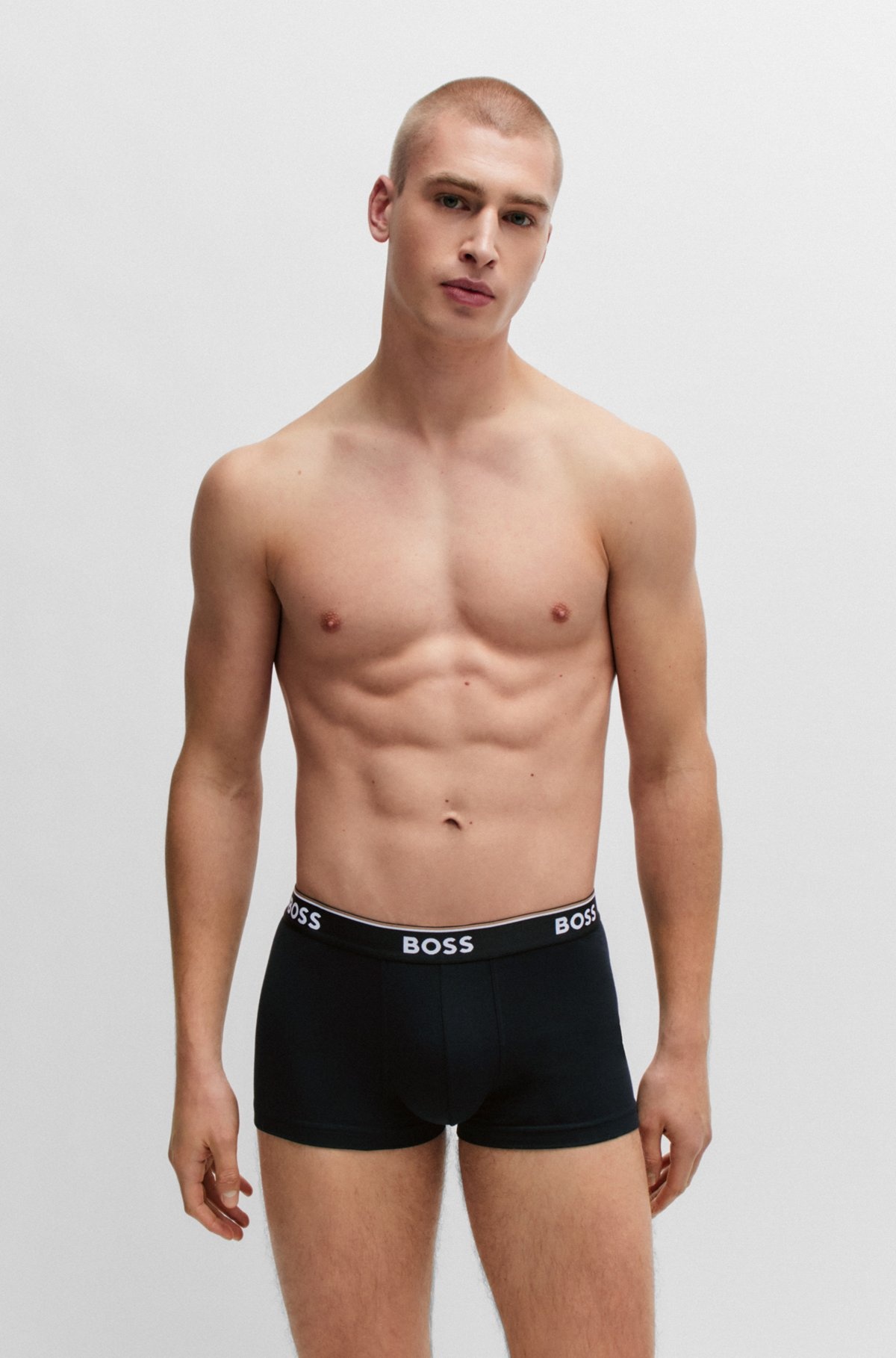 THREE-PACK OF STRETCH-COTTON TRUNKS WITH LOGO WAISTBANDS - 2