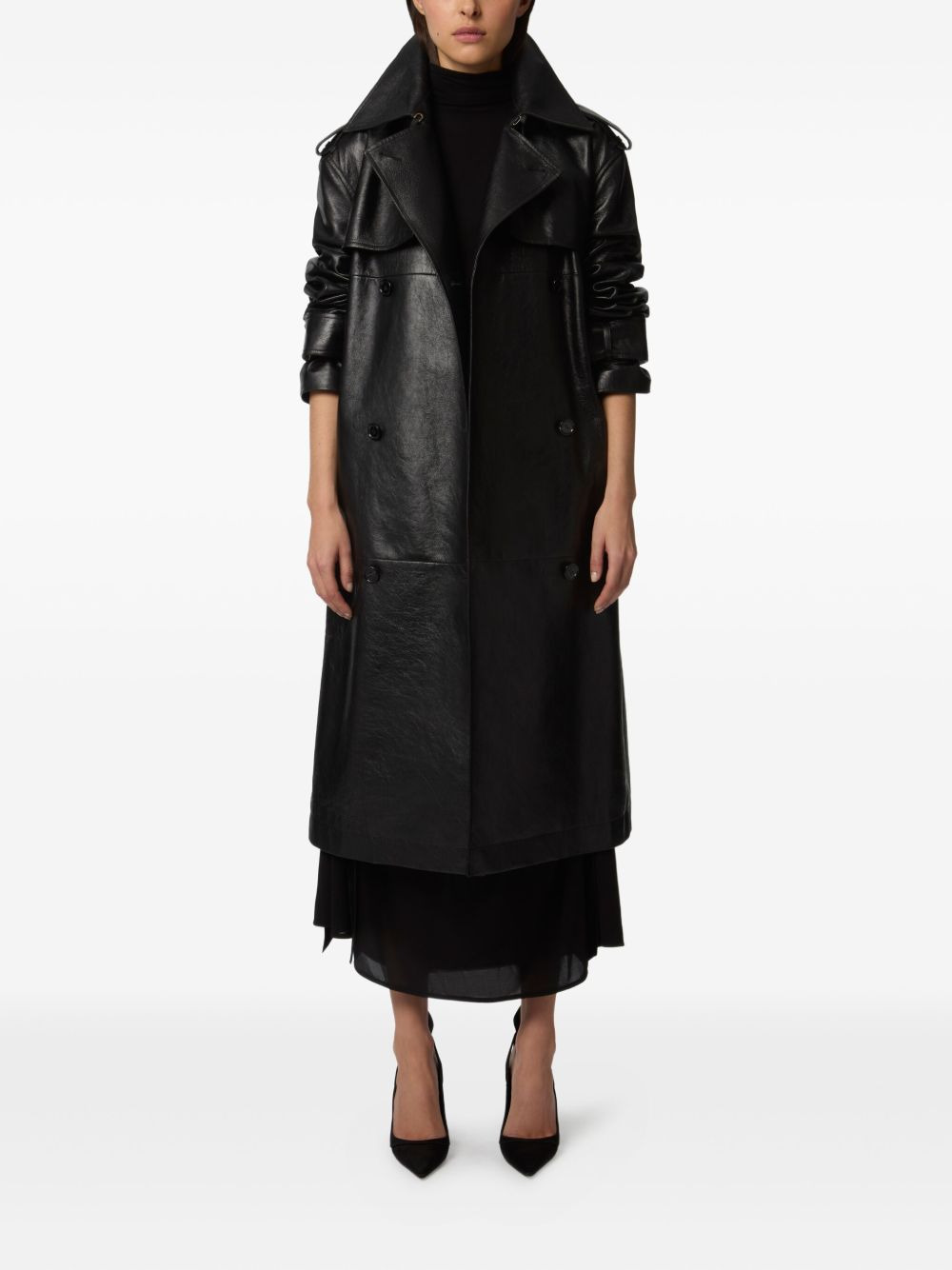 leather trench coat - 2