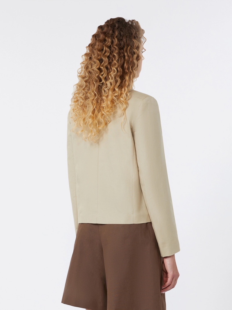 GLASSA Linen and cotton canvas single-breasted jacket - SAND 4