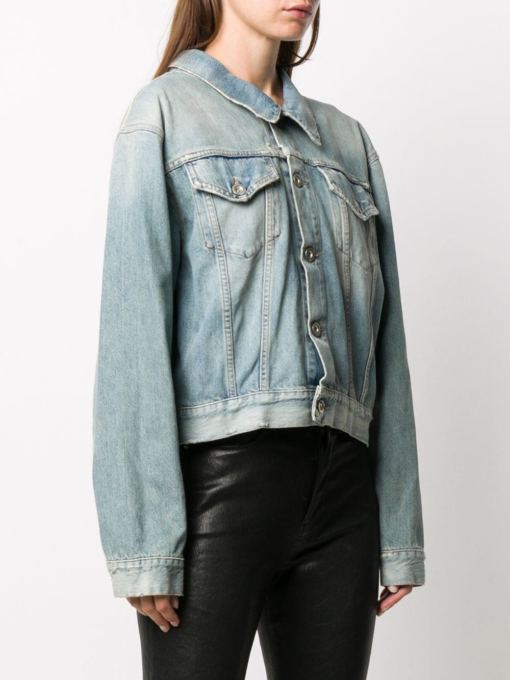 stone-wash backwards denim jacket - 4