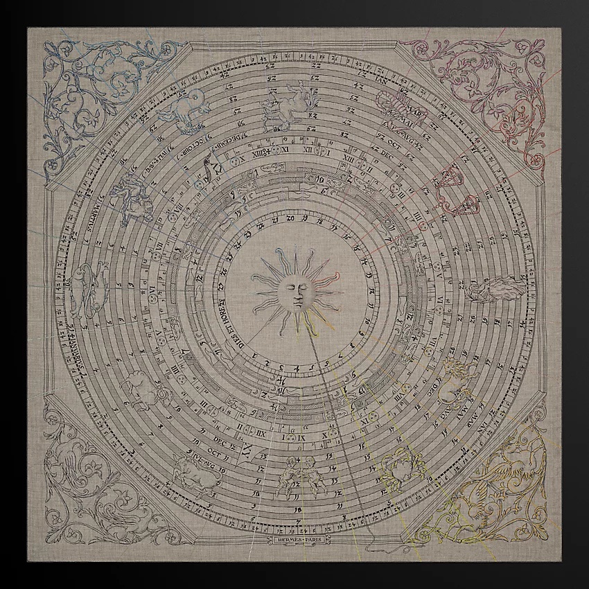 Astrologie Chromatique embroidered shawl 140 - 4