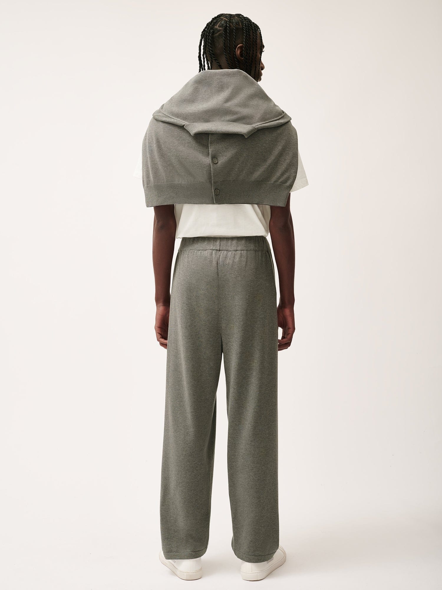Mens DNA Knitted Straight Leg Track Pants - Grey Marl - 3