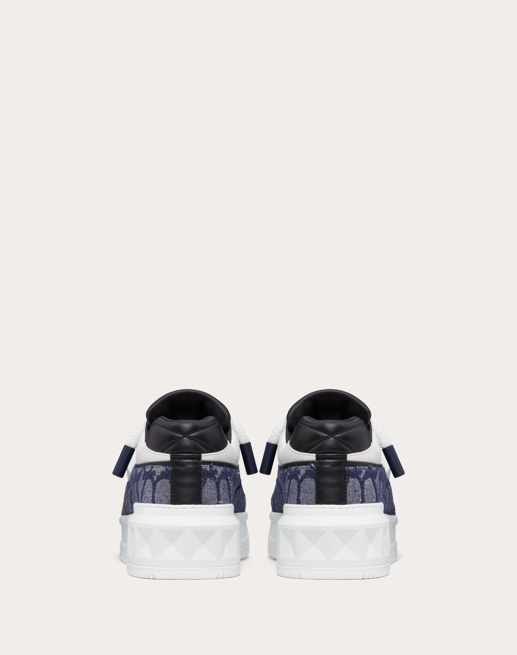 ONE STUD XL LOW-TOP SNEAKER IN DENIM-EFFECT TOILE ICONOGRAPHE JACQUARD FABRIC - 3