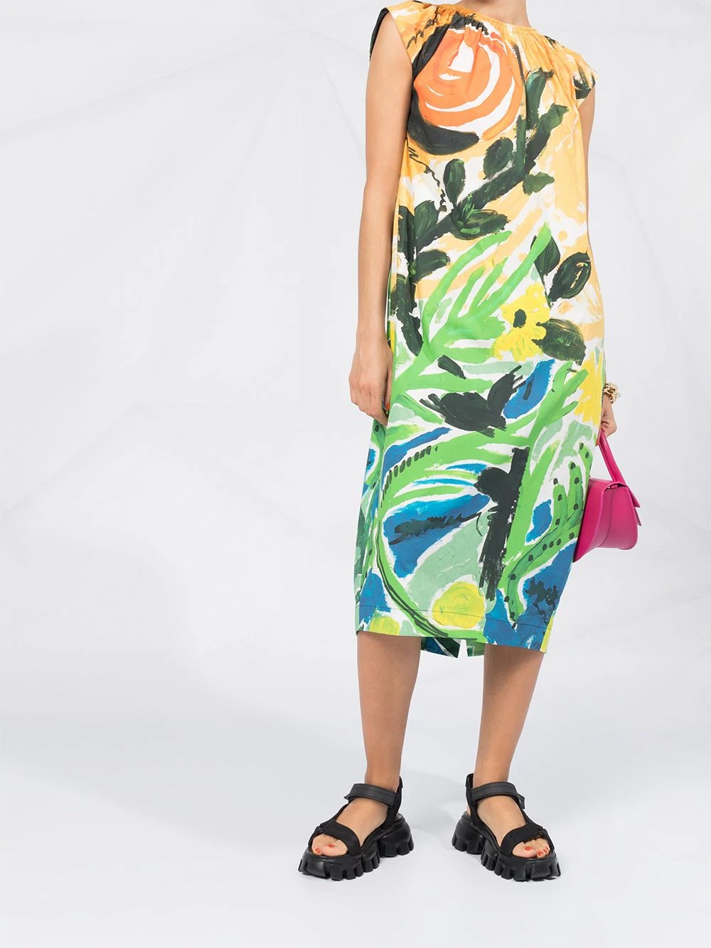 brushstroke floral print dress - 2