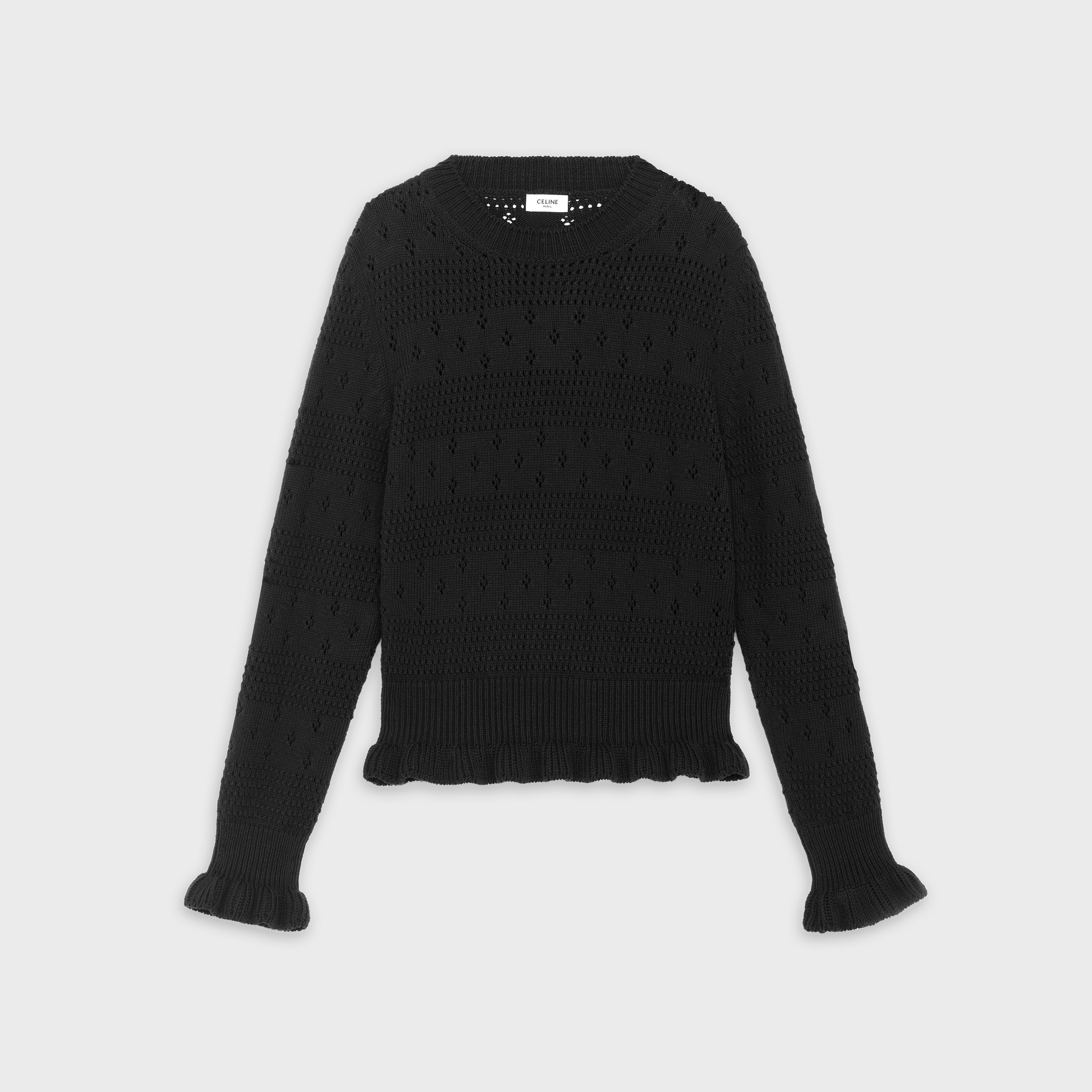 SWEATER WITH FRILLED OPENWORK IN COTTON - 1