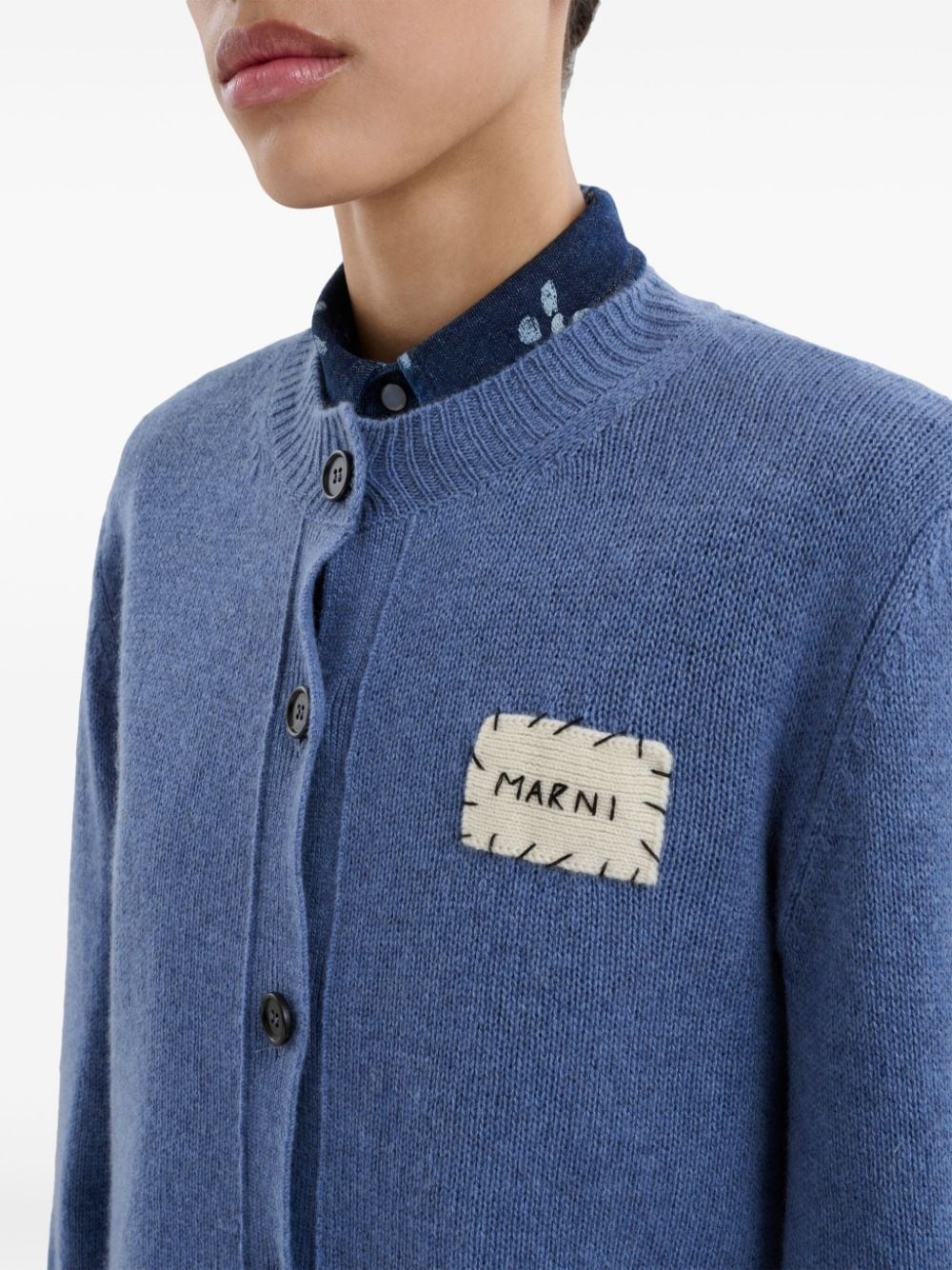 logo-patch cashmere cardigan - 5