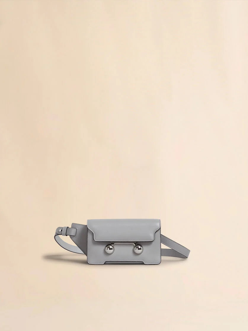 GREY LEATHER TRUNKAROO CROSSBODY BAG - 1