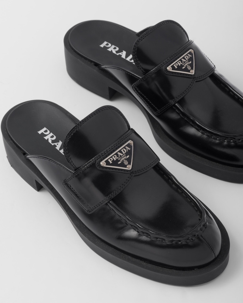 Chocolate brushed leather mules 6