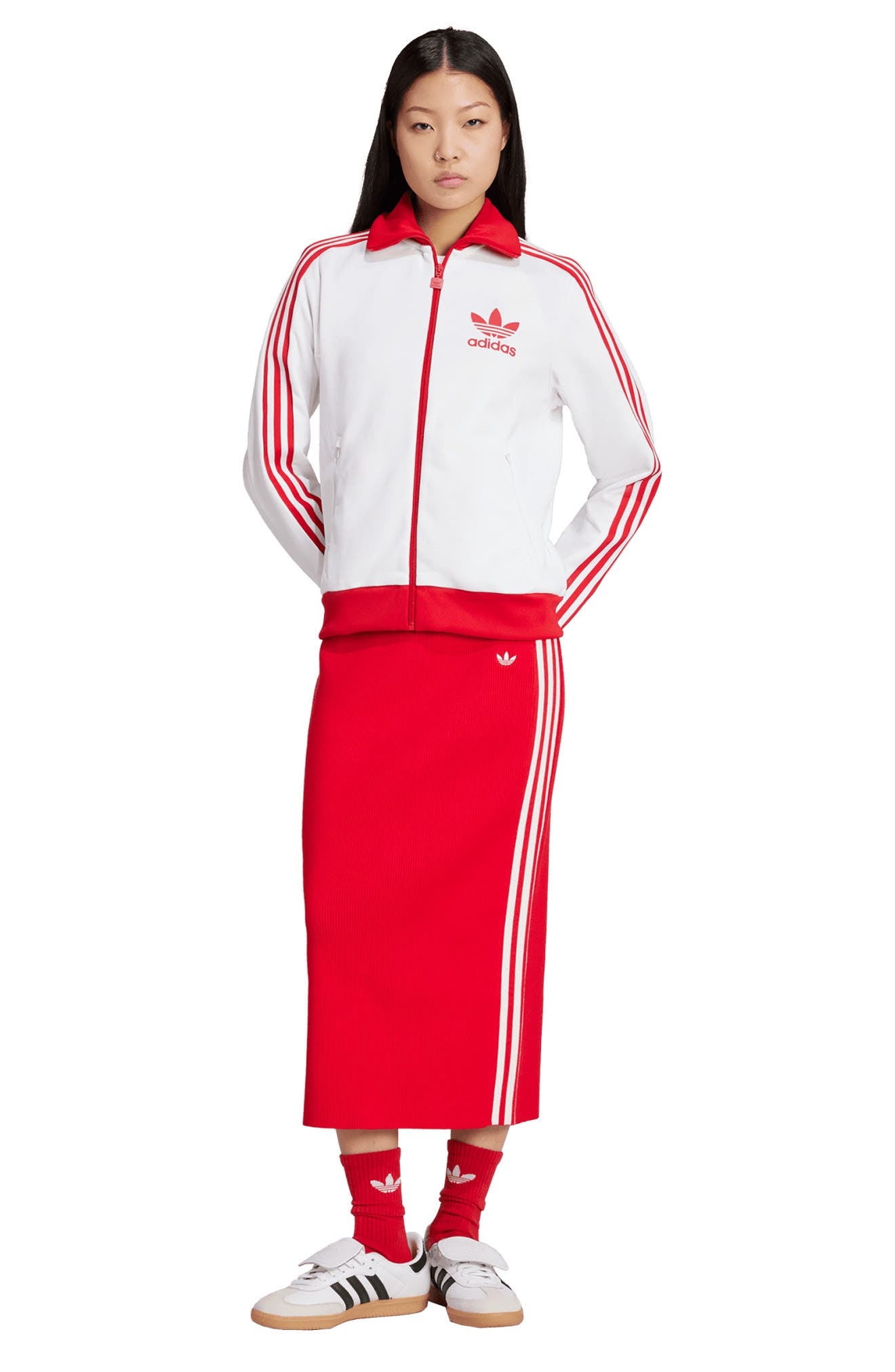 adidas 3-Stripes Midi Skirt in Better Scarlet at Nordstrom - 5