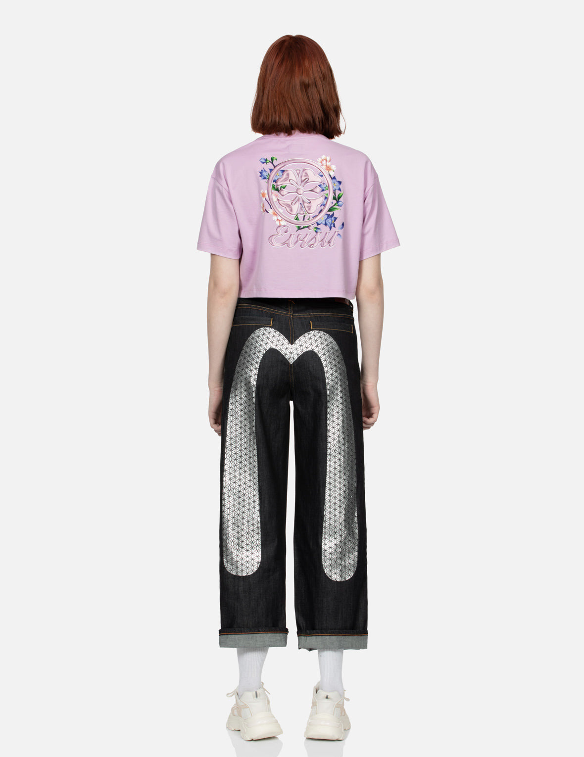 KAMON AND WISTERIA PRINT CROPPED T-SHIRT - 5