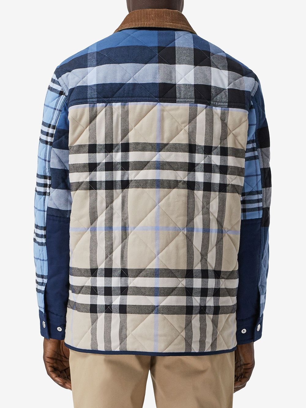 patchwork check shirt jacket - 4