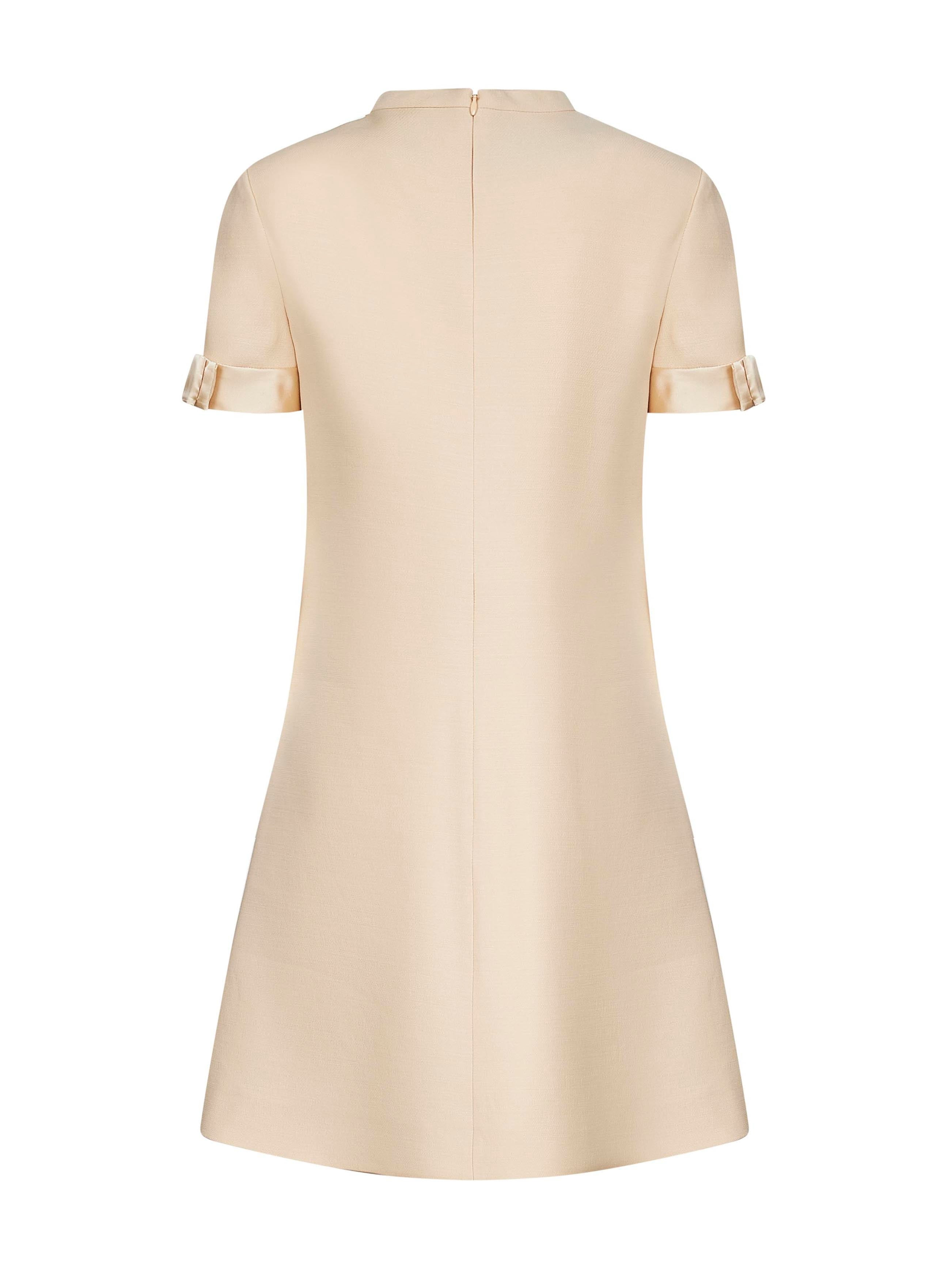 Valentino Women Beige Crepe Couture Short Dress With Bows - 2
