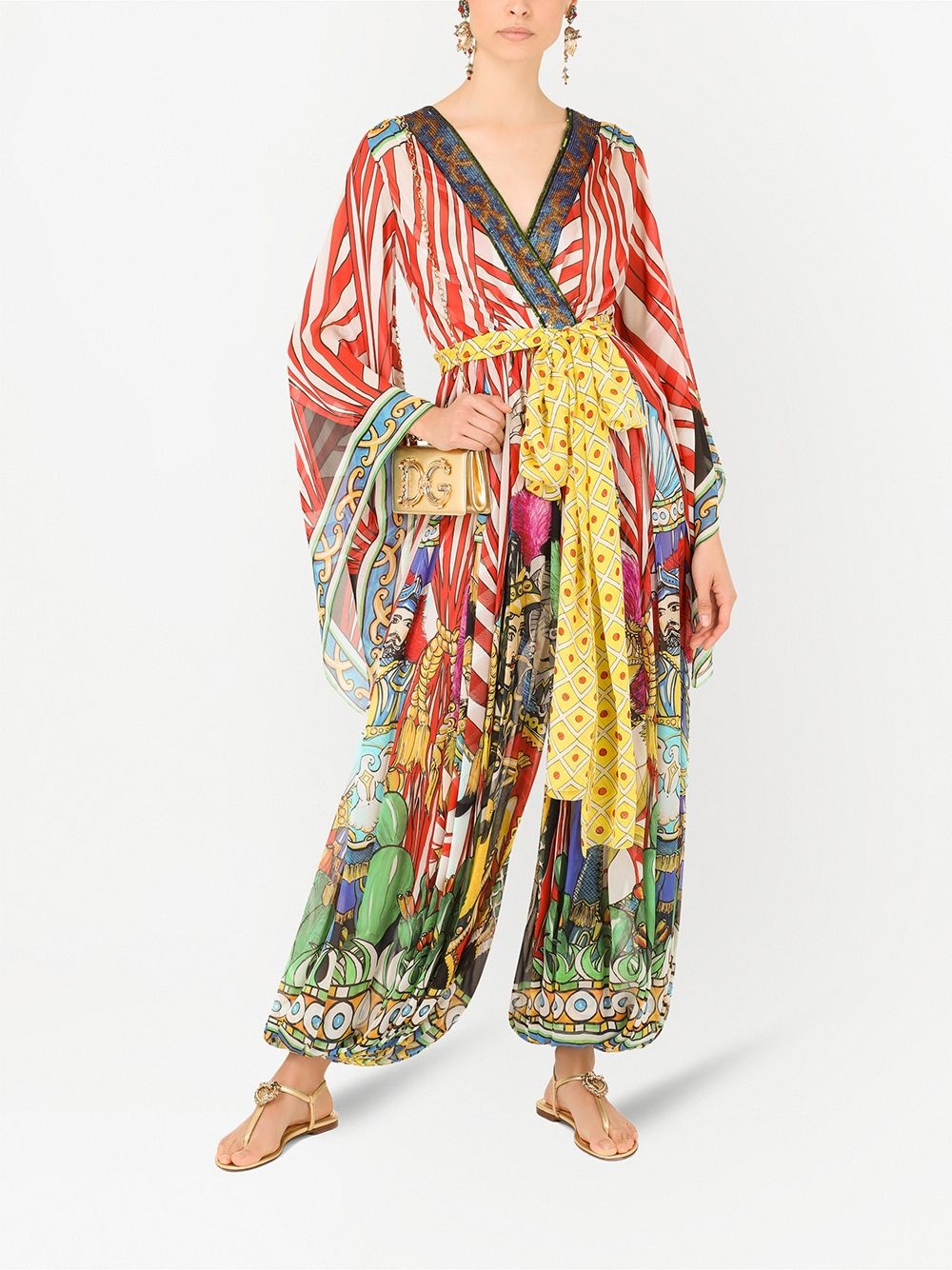 motif-print silk jumpsuit - 2