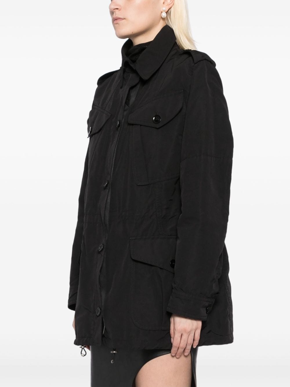 drawstring waist military jacket - 3