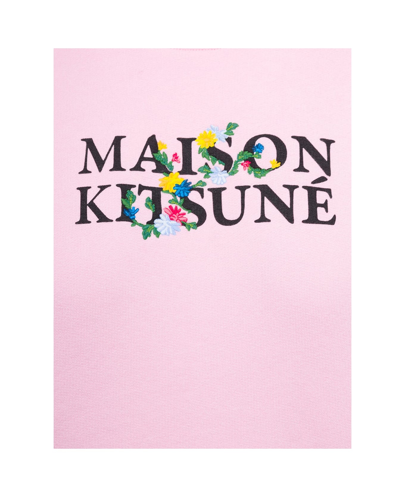 Pink Crewneck Sweatshirt With Front Logo Print In Cotton Woman - 3