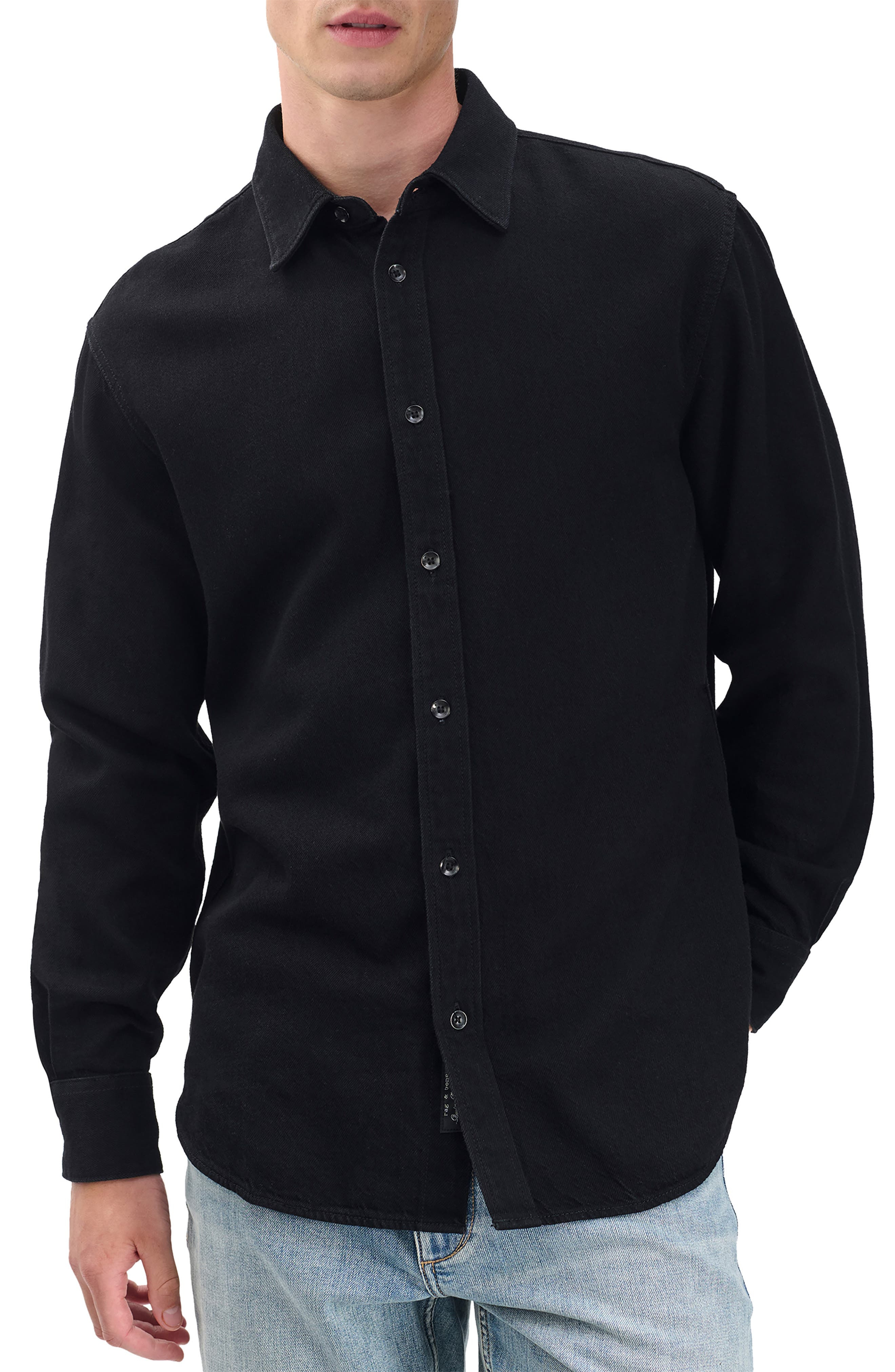 rag & bone Finch Denim Button-Up Shirt in Black at Nordstrom - 1