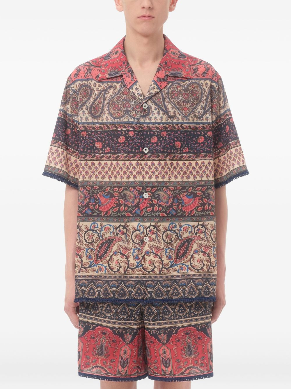 Voyage Imaginaire-print bowling shirt - 3