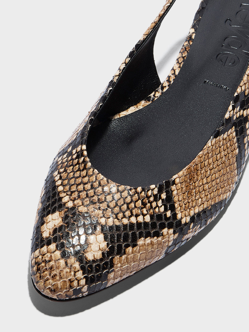 Amelia Snake Print Slingback Flats 4