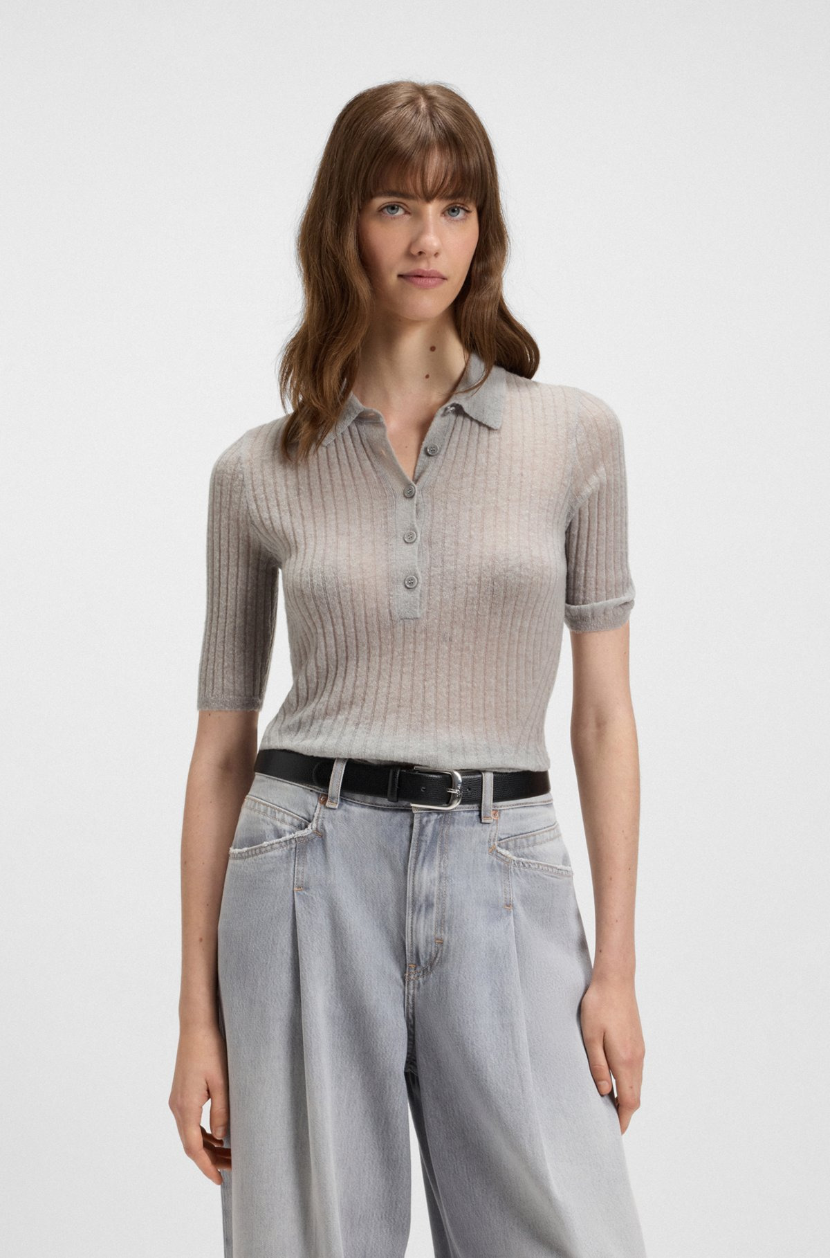 RIBBED KNIT POLO IN WOOL - 2