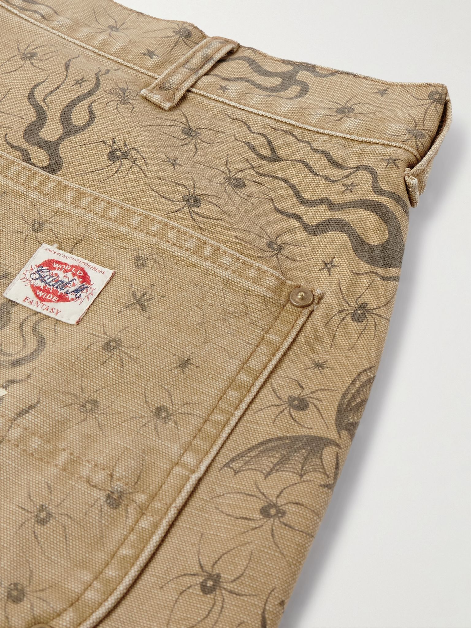 + Dr. Woo Bootcut Double-Knee Printed Cotton-Canvas Trousers Beige - 5