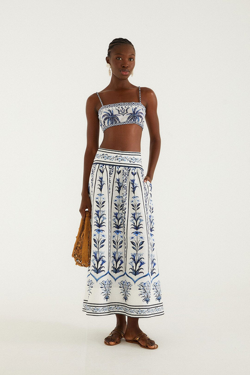 Off-White Flowers Arch Euroflax Premium Linen Maxi Skirt 1
