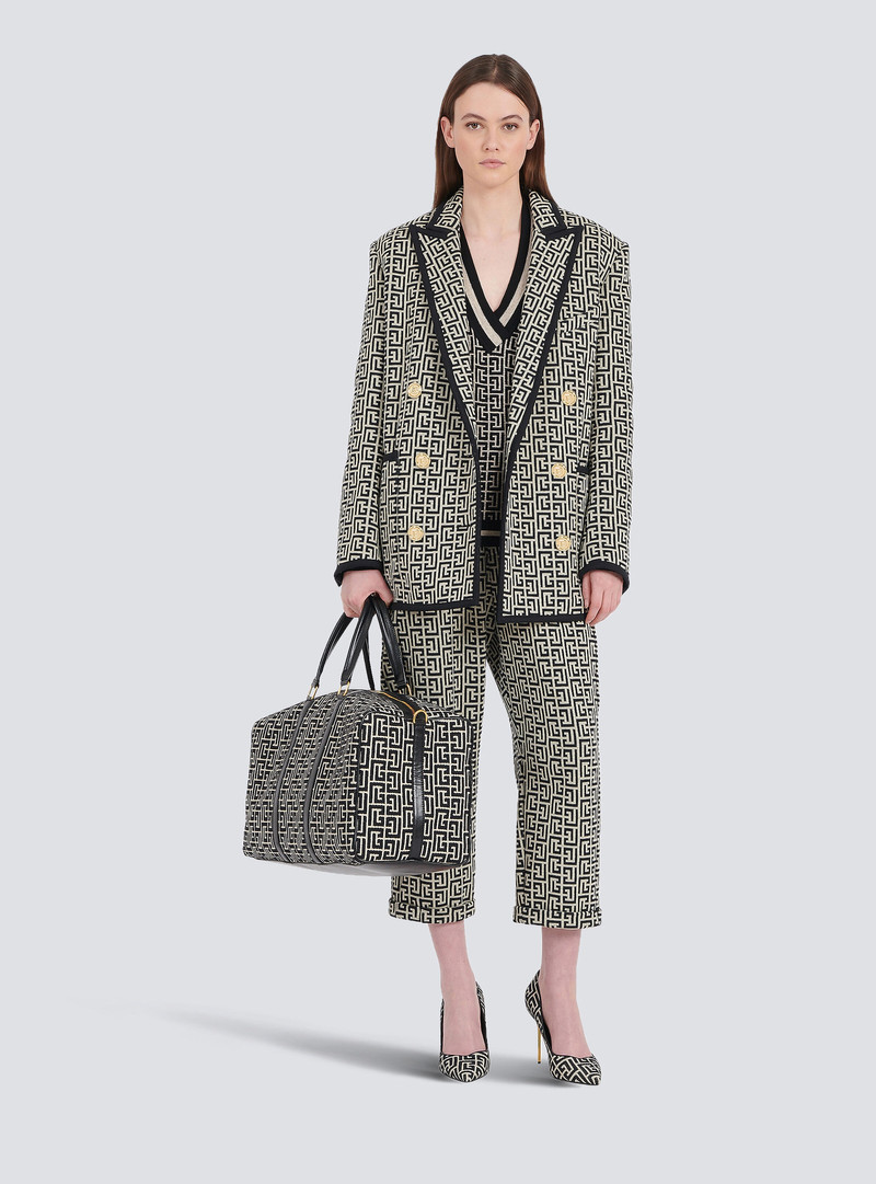 Balmain Bicolor knit boyfriend cut sweatpants with Balmain monogram outlook