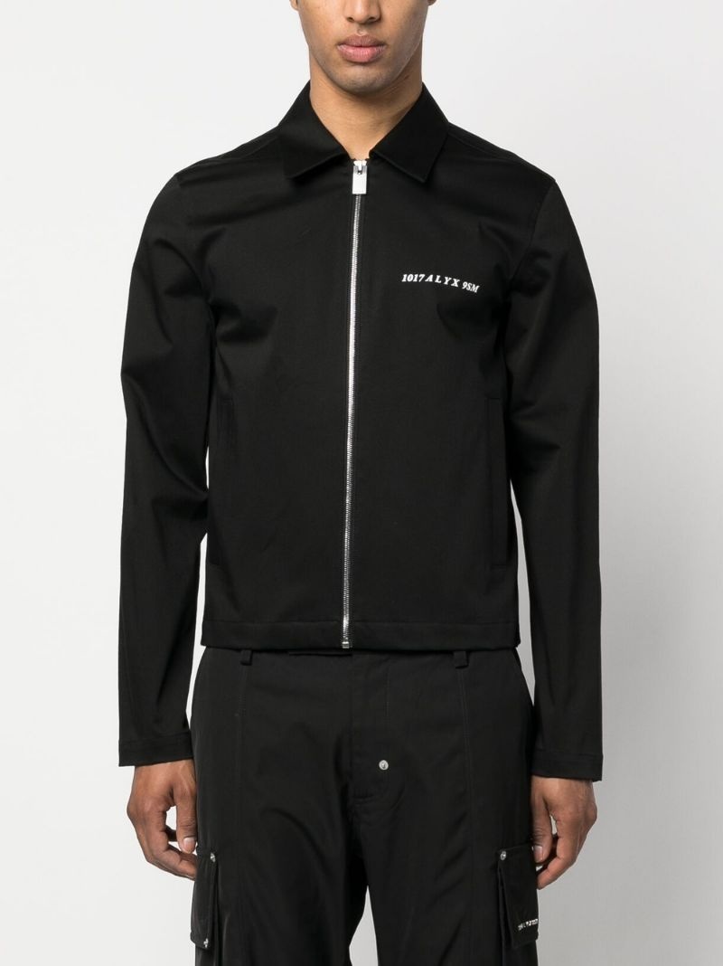 logo-print detail zipped jacket - 3