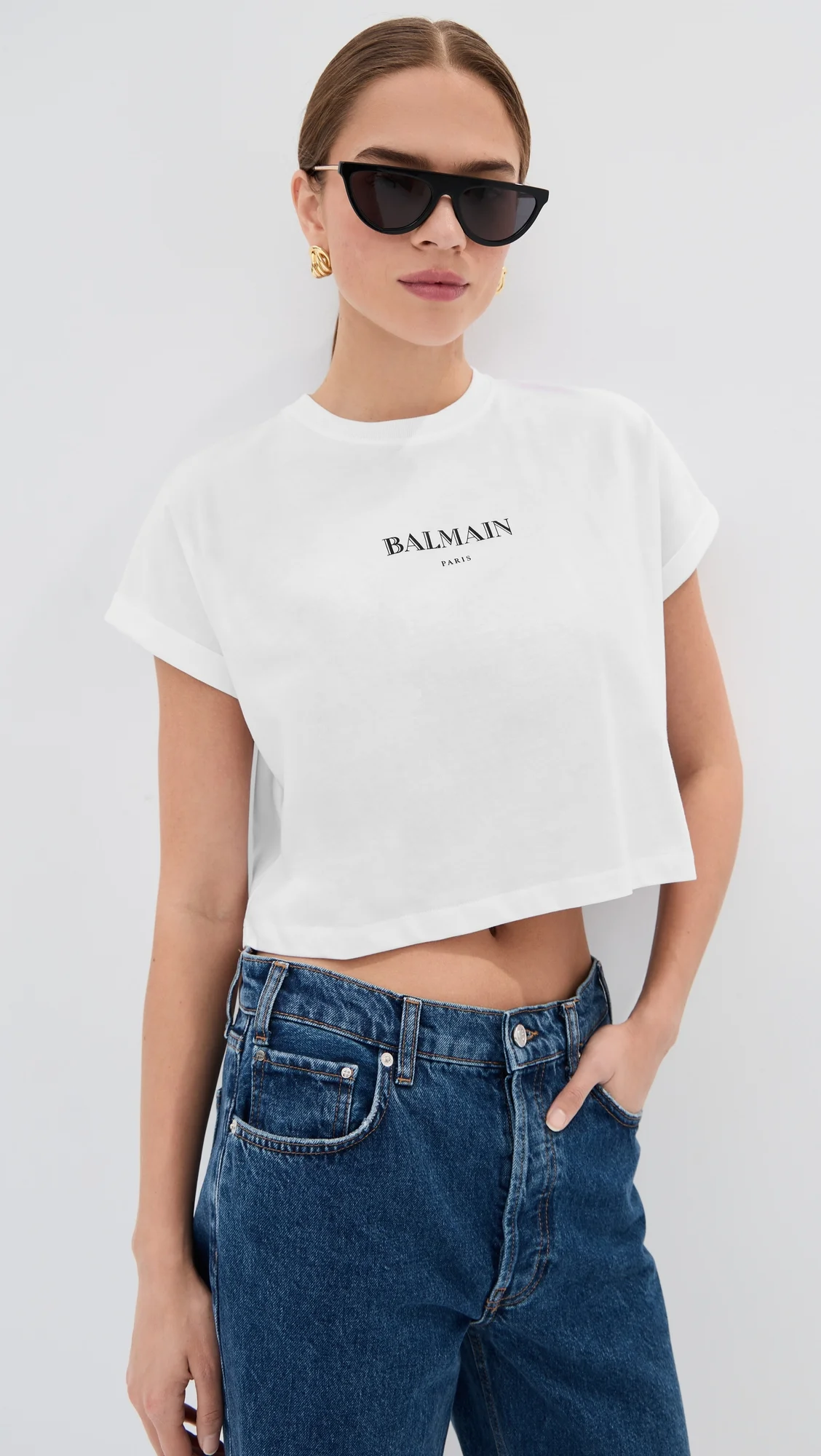 Balmain Vintage Print Crop T-Shirt - 1