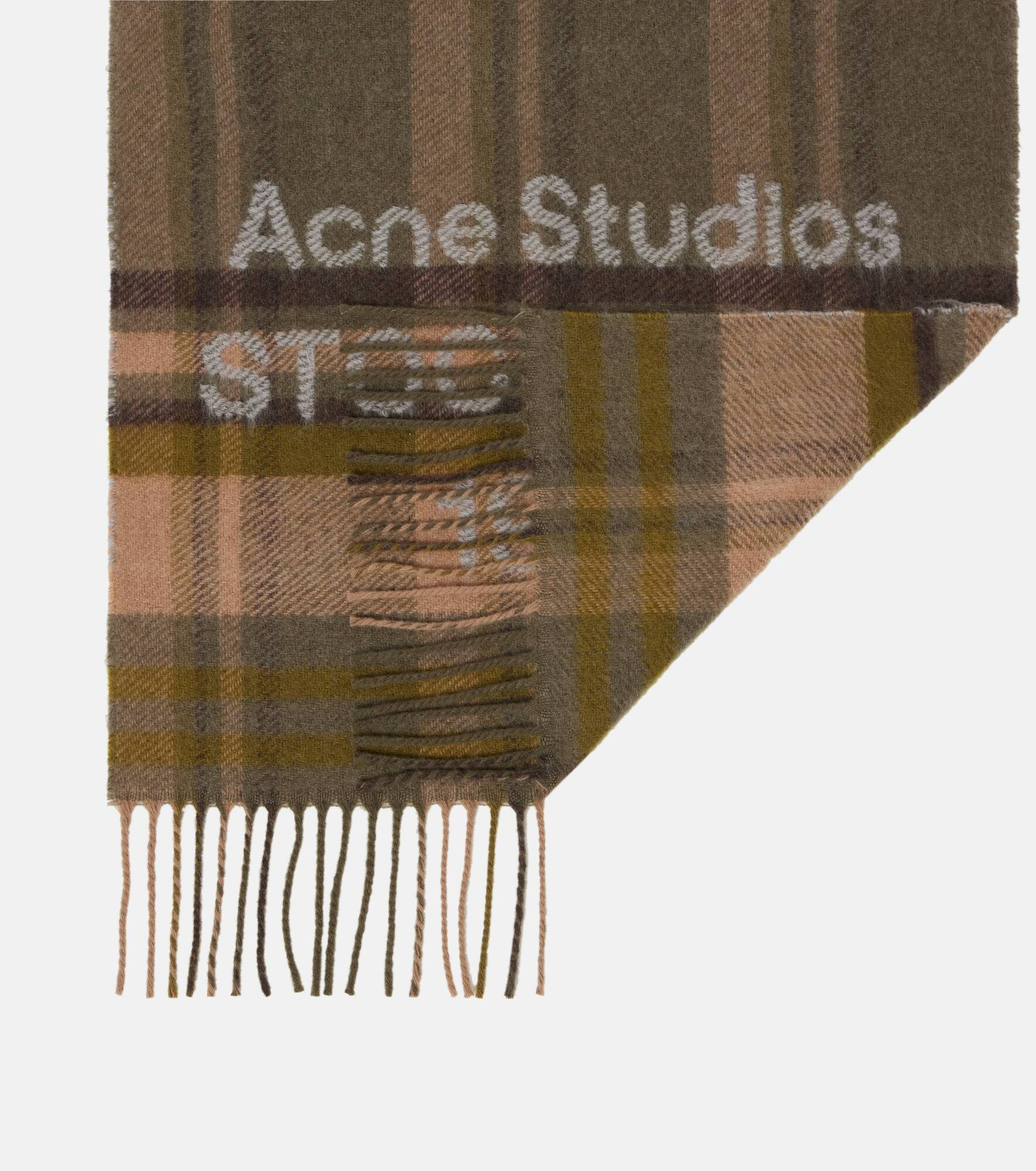 Logo checked wool scarf - 5