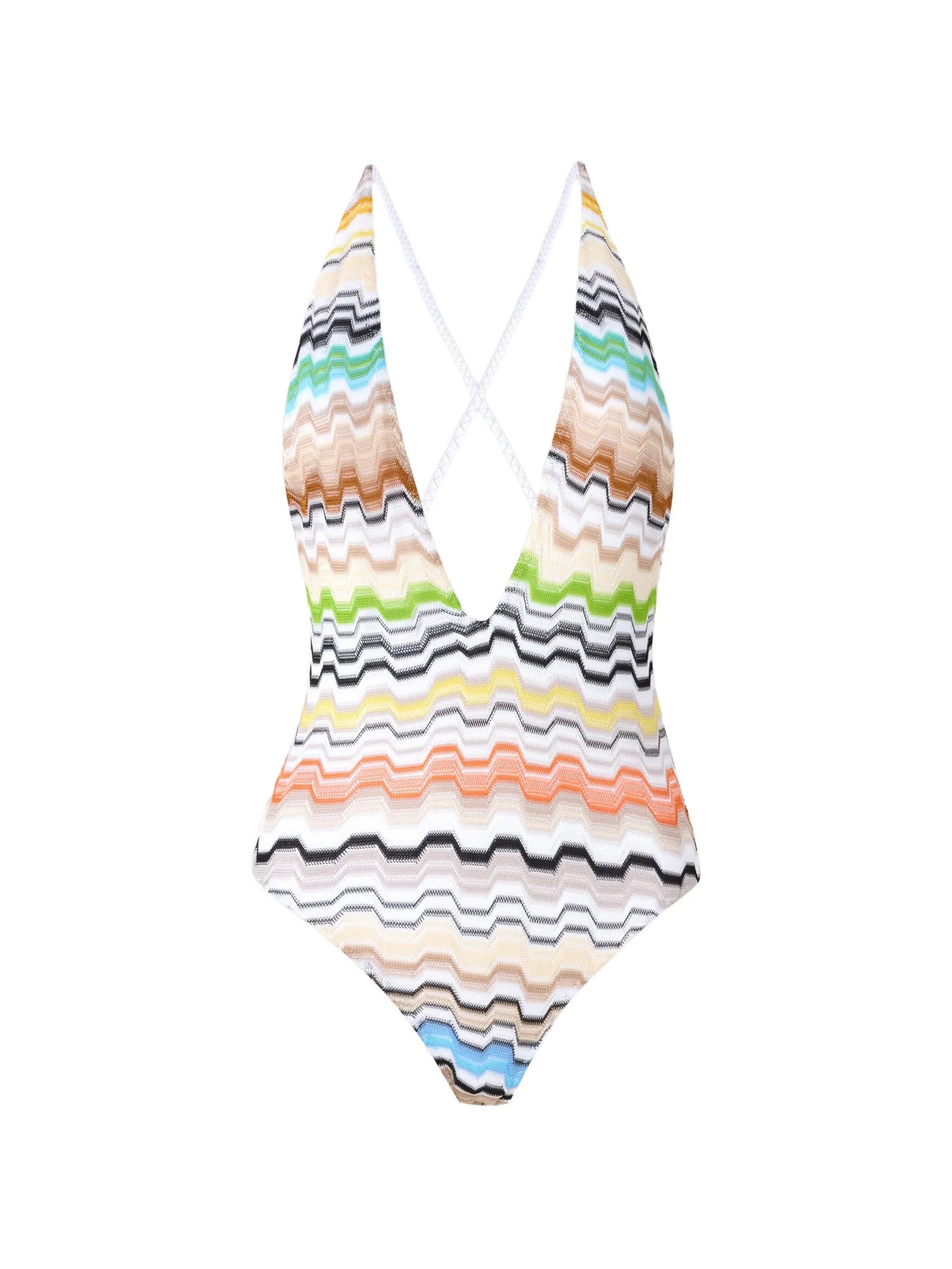 chevron-pattern swimsuit - 1