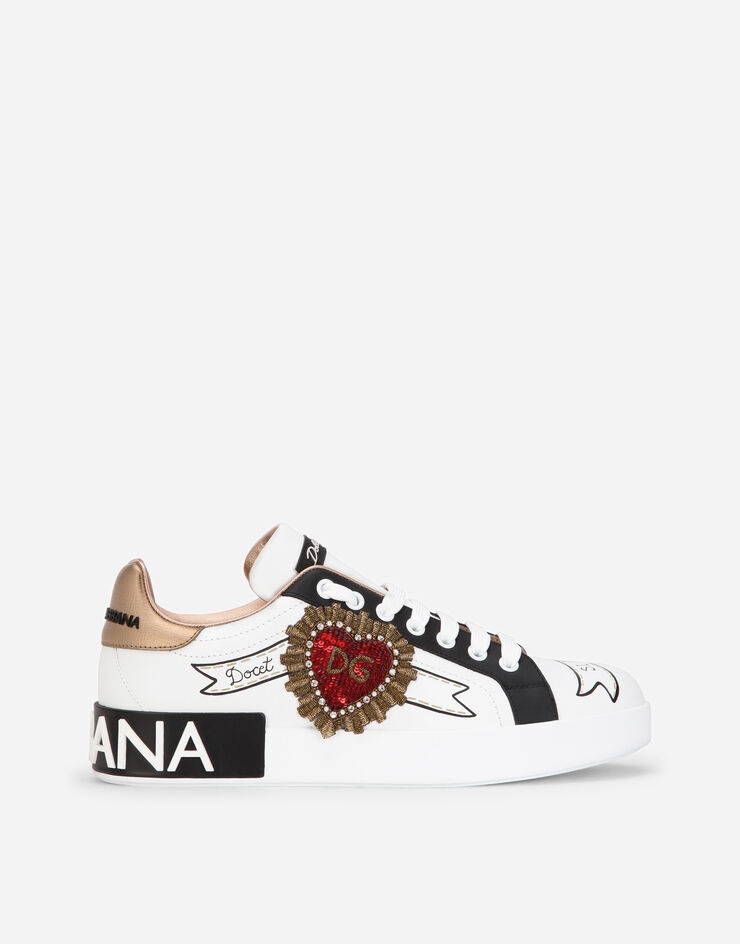 Printed calfskin nappa Portofino sneakers with embroidery - 1