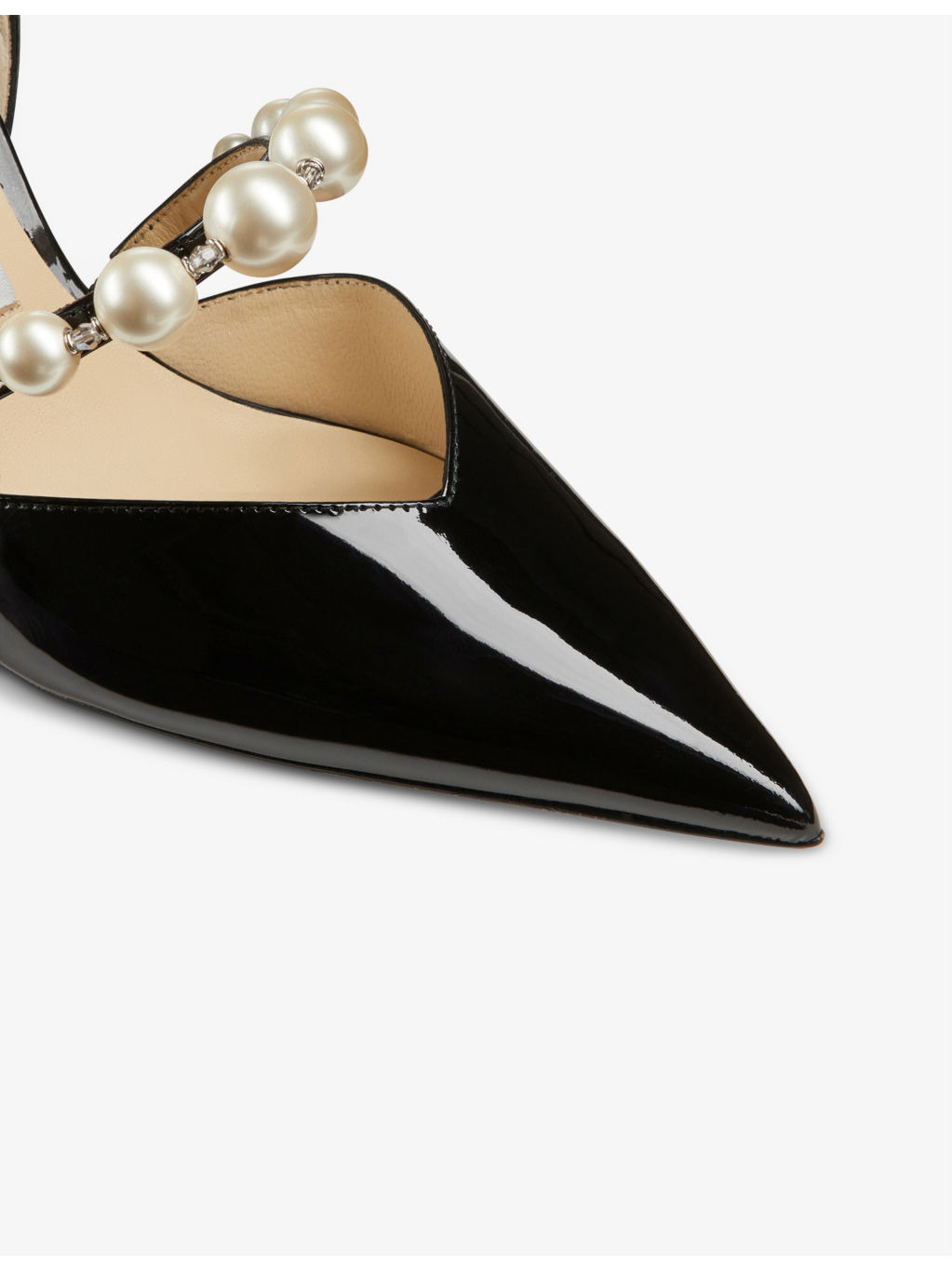 Aurelie 85 pearl-embellished patent-leather courts - 5