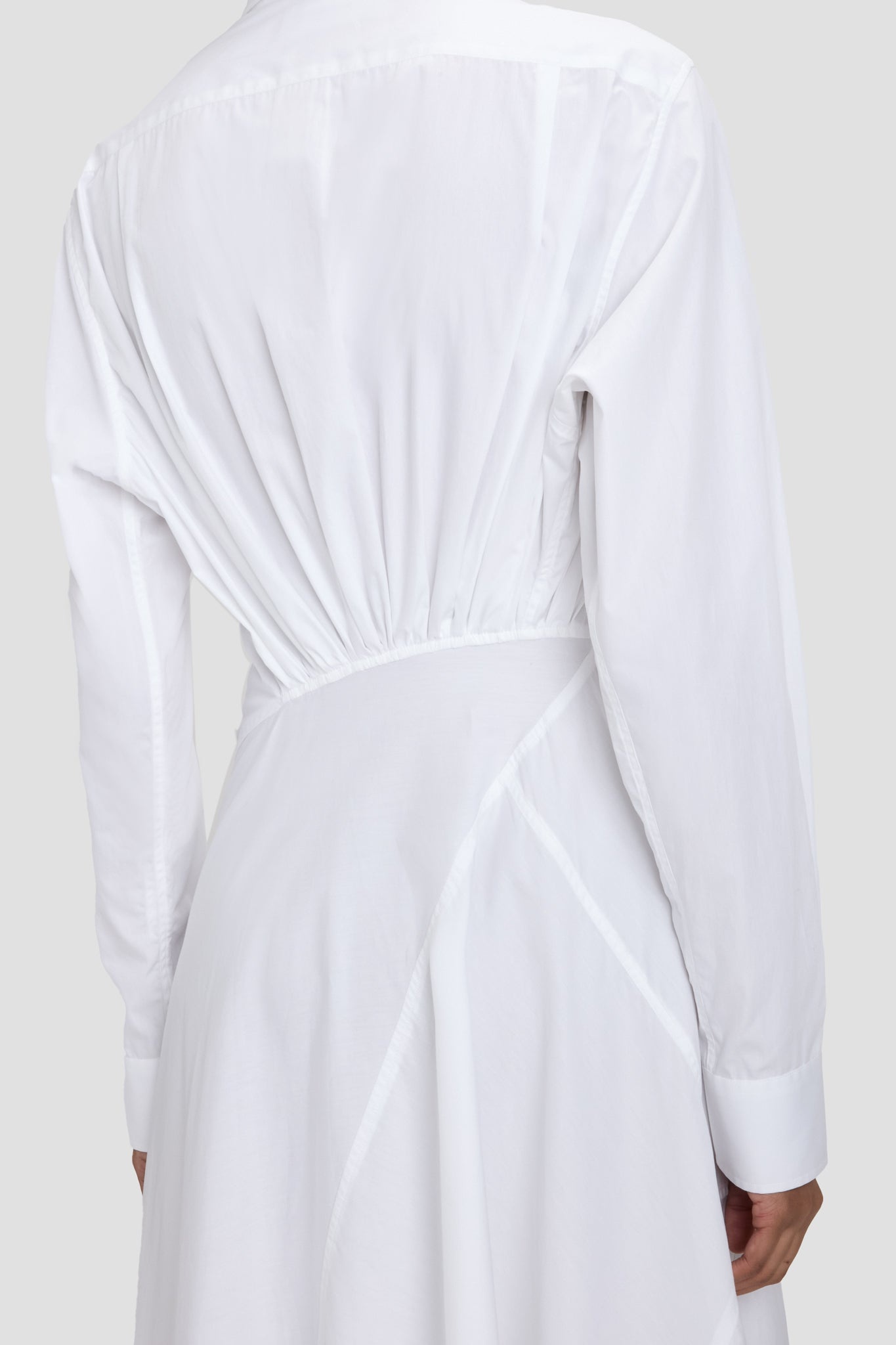 Panelled Shirt Dress In White - 6