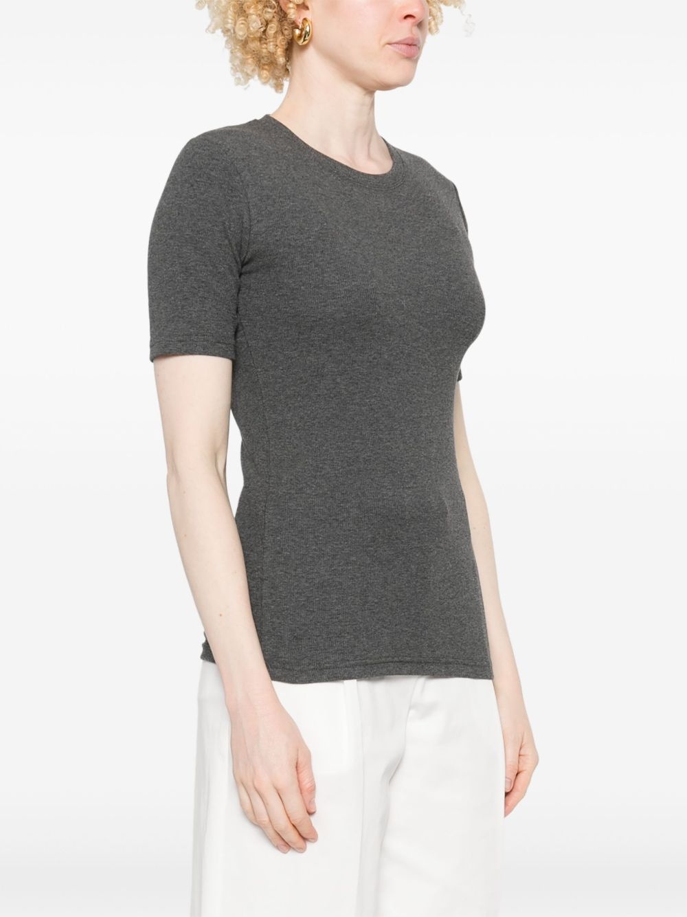 fine ribbbed T-shirt - 3