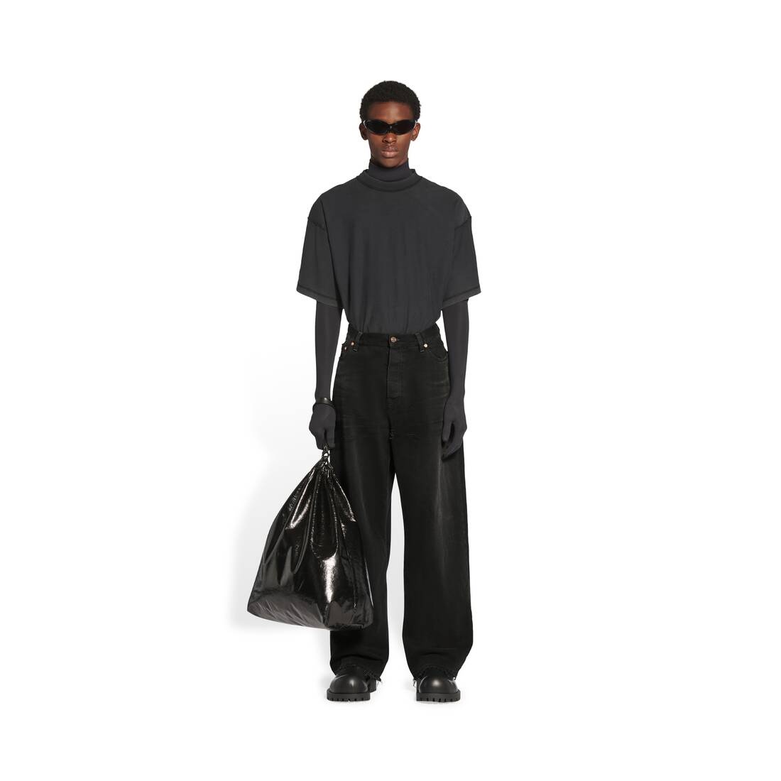 Men's Large Baggy Jeans in Black - 3