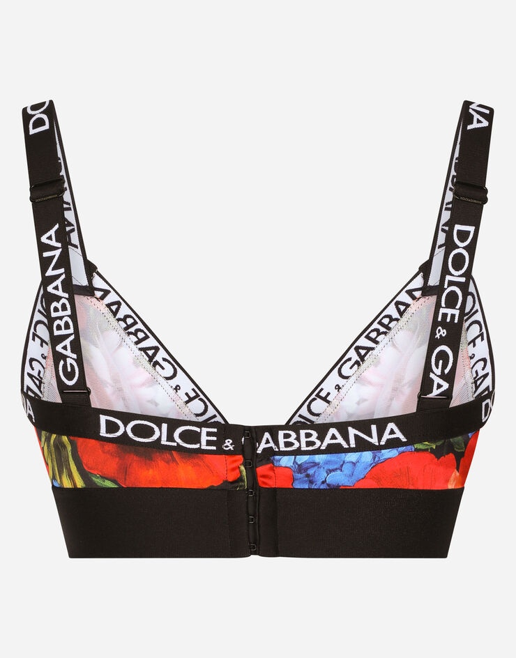 Meadow-print satin triangle bra - 2