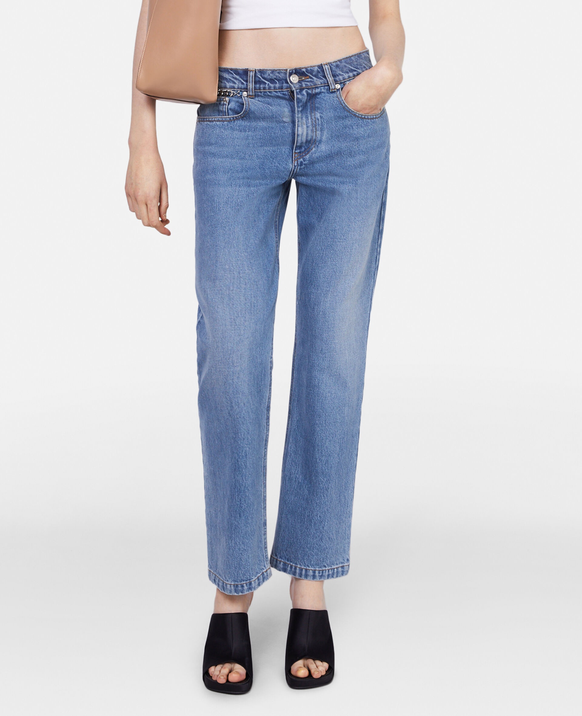 Falabella Chain Light Wash Cropped Jeans - 4