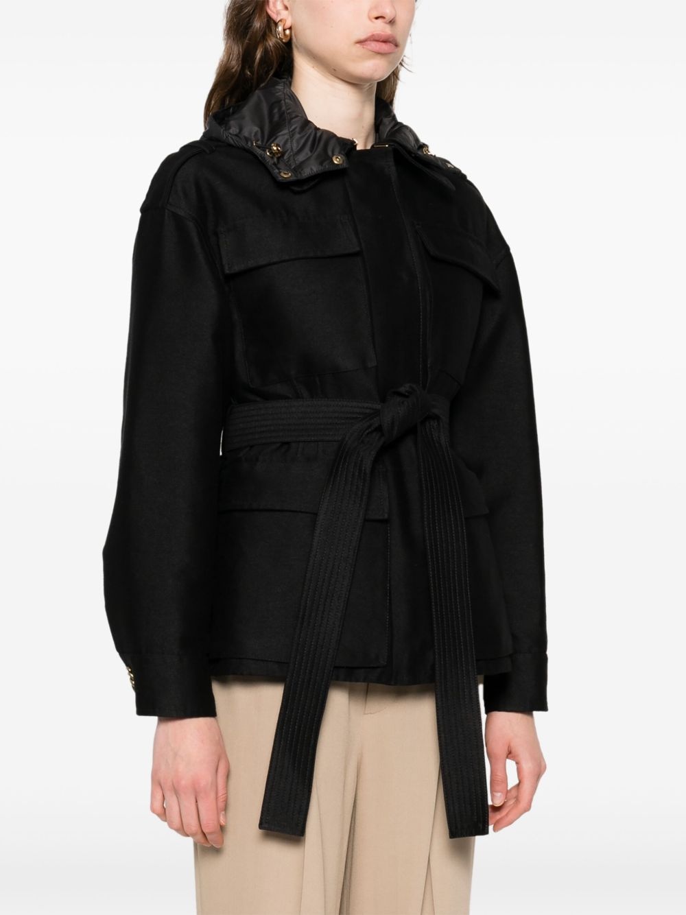 belted hooded jacket - 3
