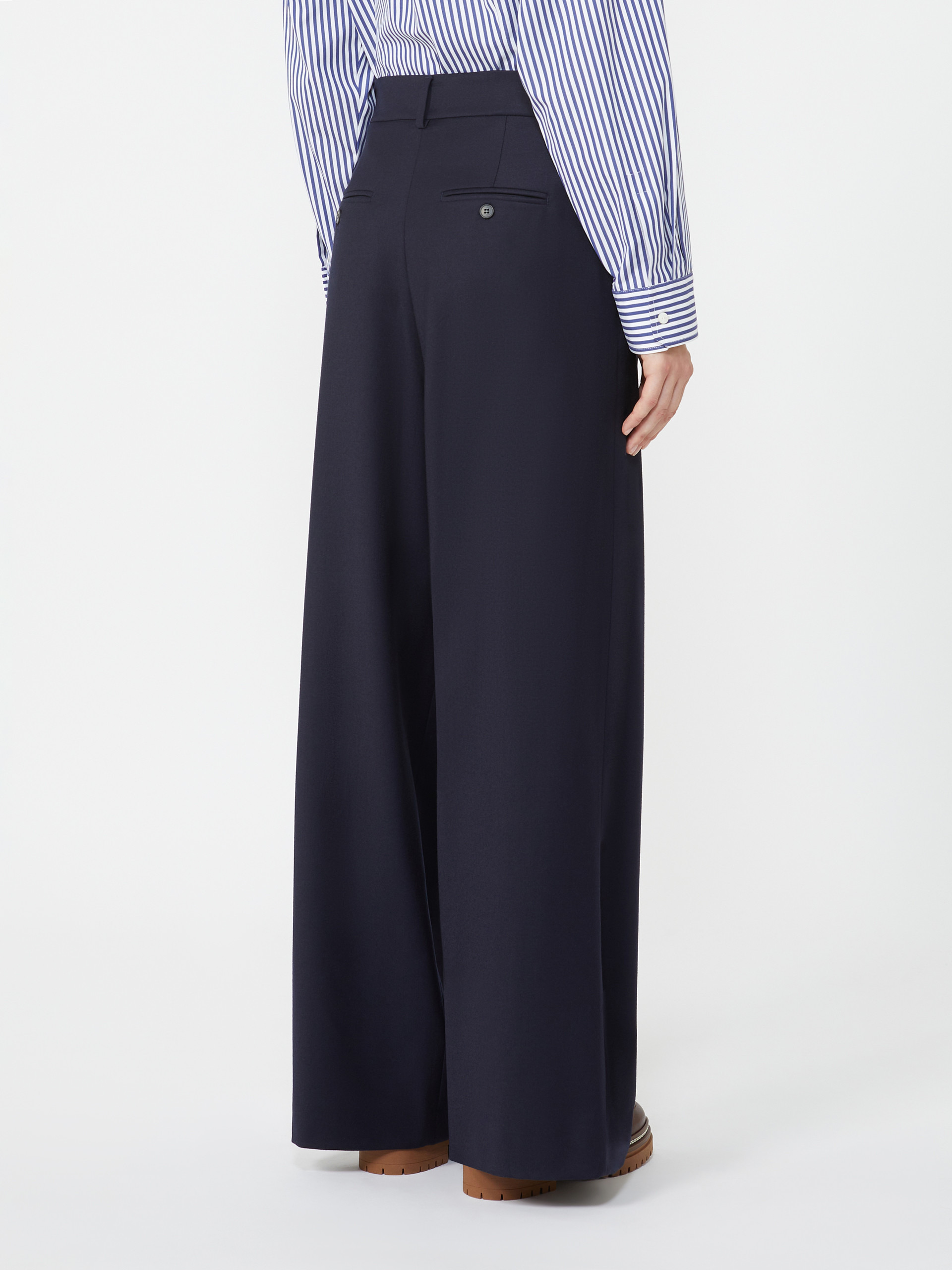 GLOBALE Wool flannel palazzo trousers - 4